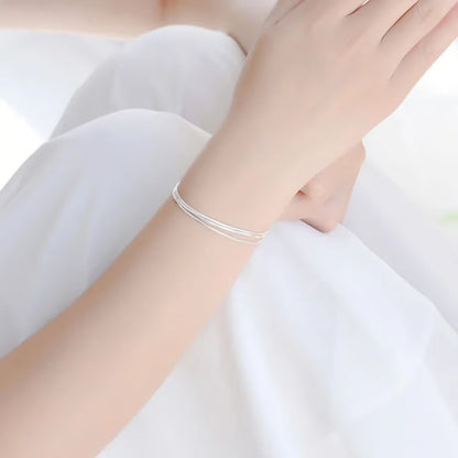 925 Sterling Silver Layered Bracelet – Korean-Inspired Minimalist Jewelry