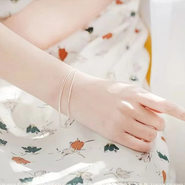 925 Sterling Silver Layered Bracelet – Korean-Inspired Minimalist Jewelry
