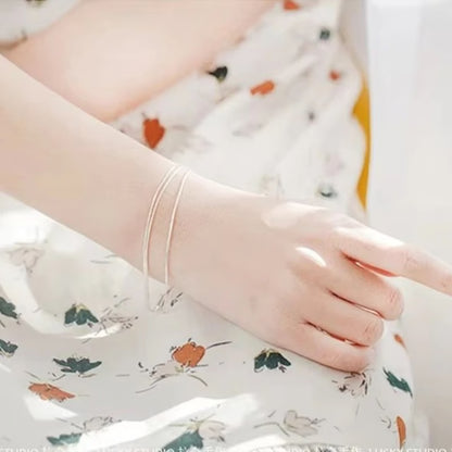 925 Sterling Silver Layered Bracelet – Korean-Inspired Minimalist Jewelry