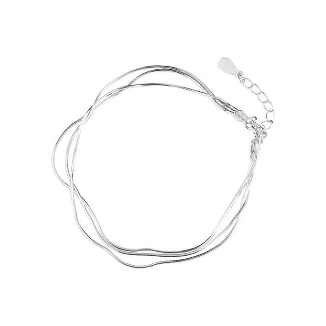 925 Sterling Silver Layered Bracelet – Korean-Inspired Minimalist Jewelry