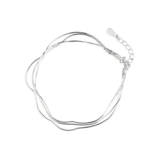 925 Sterling Silver Layered Bracelet – Korean-Inspired Minimalist Jewelry