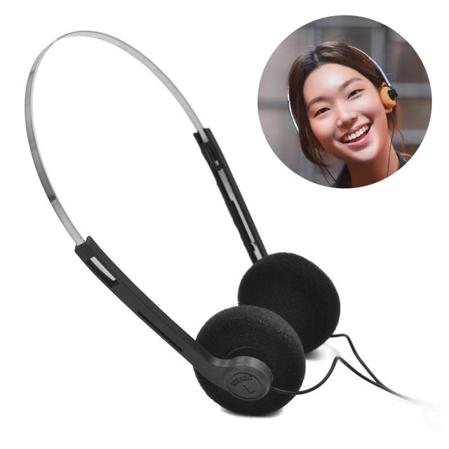 Retro Wired Headphones – Lightweight 3.5mm Walkman-Style Headphones