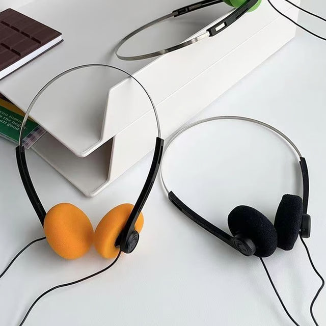 Retro Wired Headphones – Lightweight 3.5mm Walkman-Style Headphones