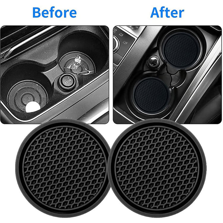 Black Car Cup Holder Coasters – Non-Slip & Universal Fit