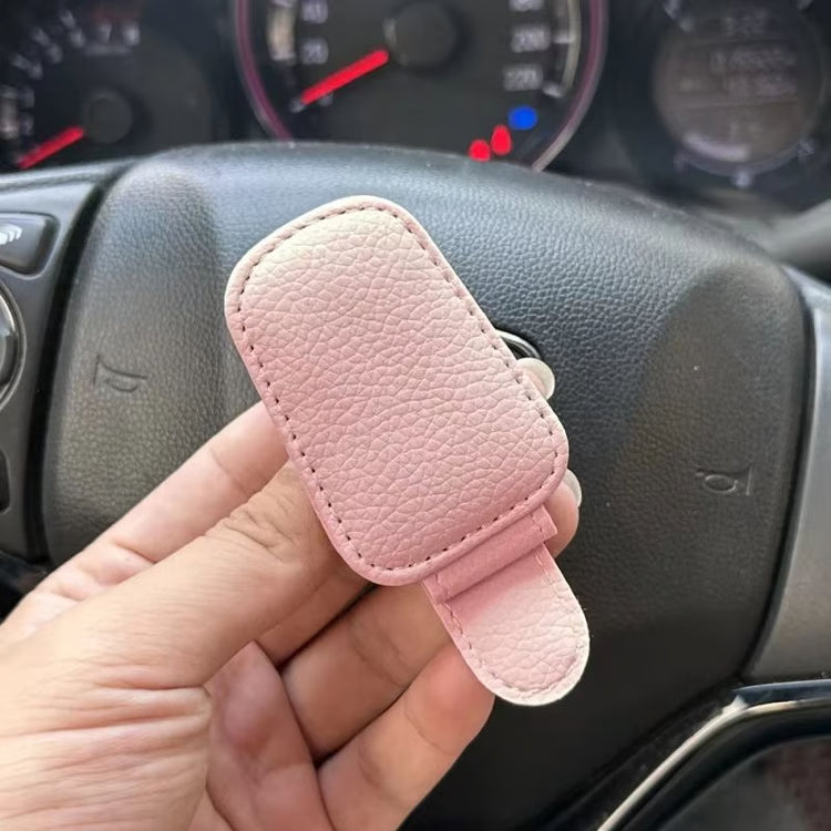 PU Leather Car Visor Clip – Sunglasses & Card Organizer