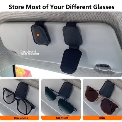 PU Leather Car Visor Clip – Sunglasses & Card Organizer