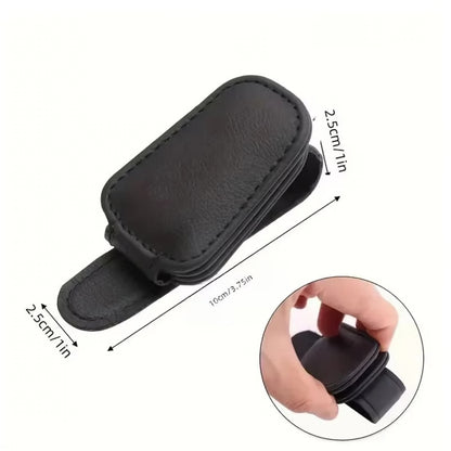 PU Leather Car Visor Clip – Sunglasses & Card Organizer