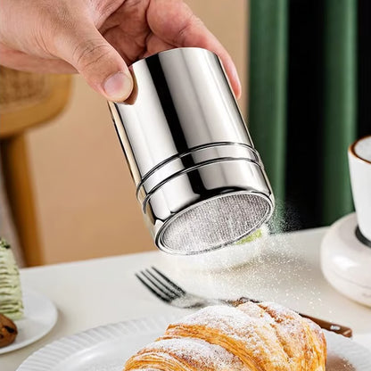 Stainless Steel Powder Duster with Cover – Fine Mesh Seasoning Shaker