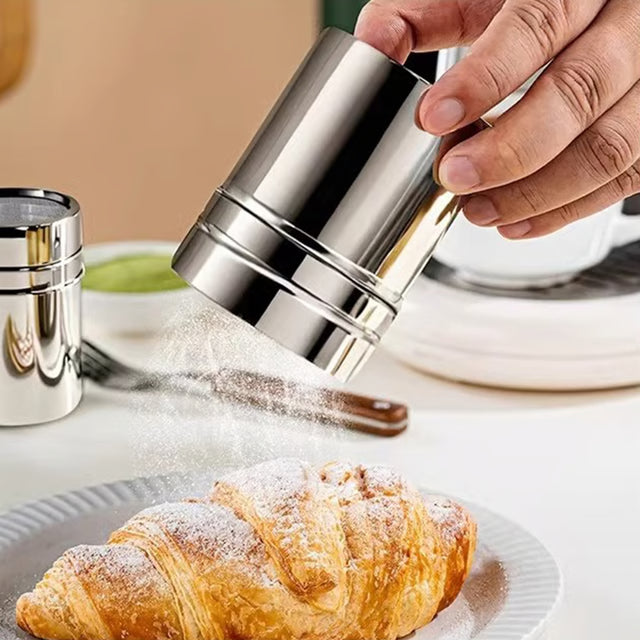 Stainless Steel Powder Duster with Cover – Fine Mesh Seasoning Shaker