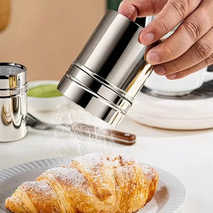 Stainless Steel Powder Duster with Cover – Fine Mesh Seasoning Shaker