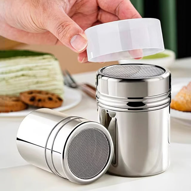 Stainless Steel Powder Duster with Cover – Fine Mesh Seasoning Shaker