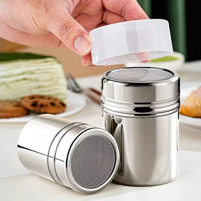 Stainless Steel Powder Duster with Cover – Fine Mesh Seasoning Shaker