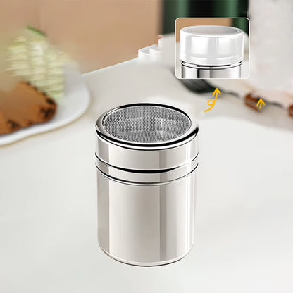 Stainless Steel Powder Duster with Cover – Fine Mesh Seasoning Shaker